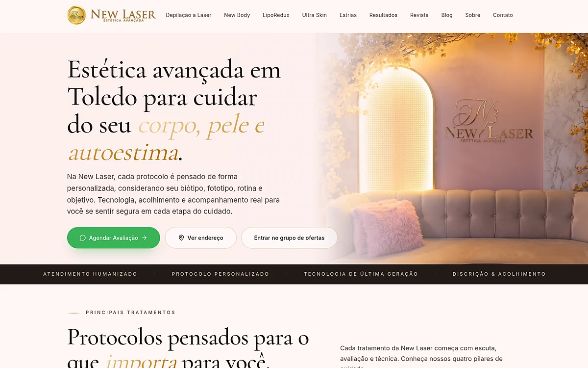 Site desenvolvido para New Laser Estética