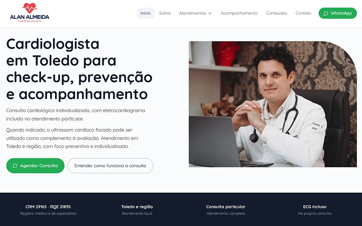Site desenvolvido para Dr. Alan Almeida - Cardiologia